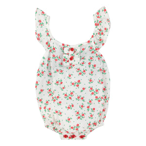Piupiuchick - Bio-Baumwoll-Overall mit Blumenmuster | Weiß