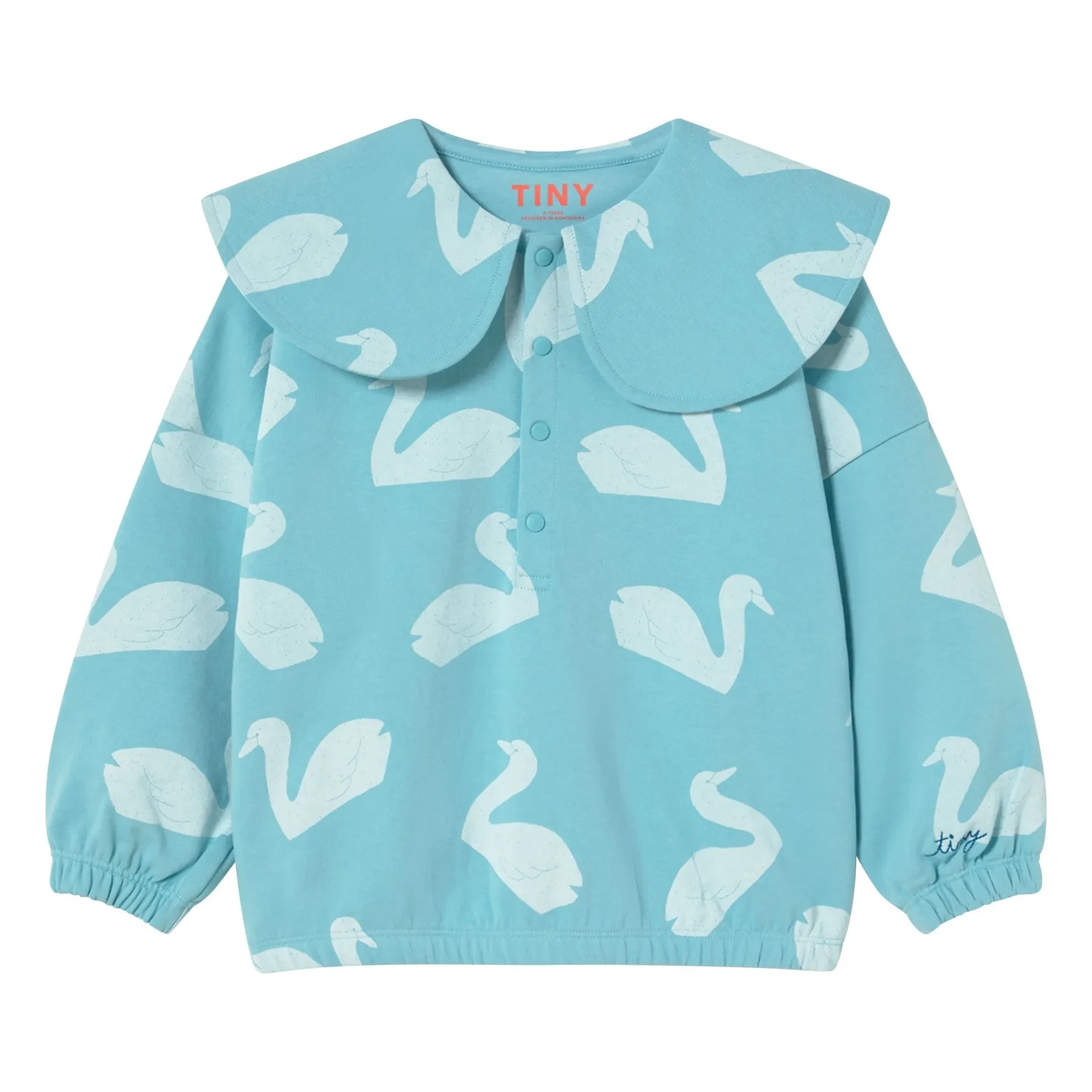 Tinycottons – Sweatshirt mit Knopfleiste Schwäne | Hellblau