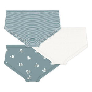 Petit Bateau - Gestreifte Hochbund-Slips, 3er-Pack | Grau-blau