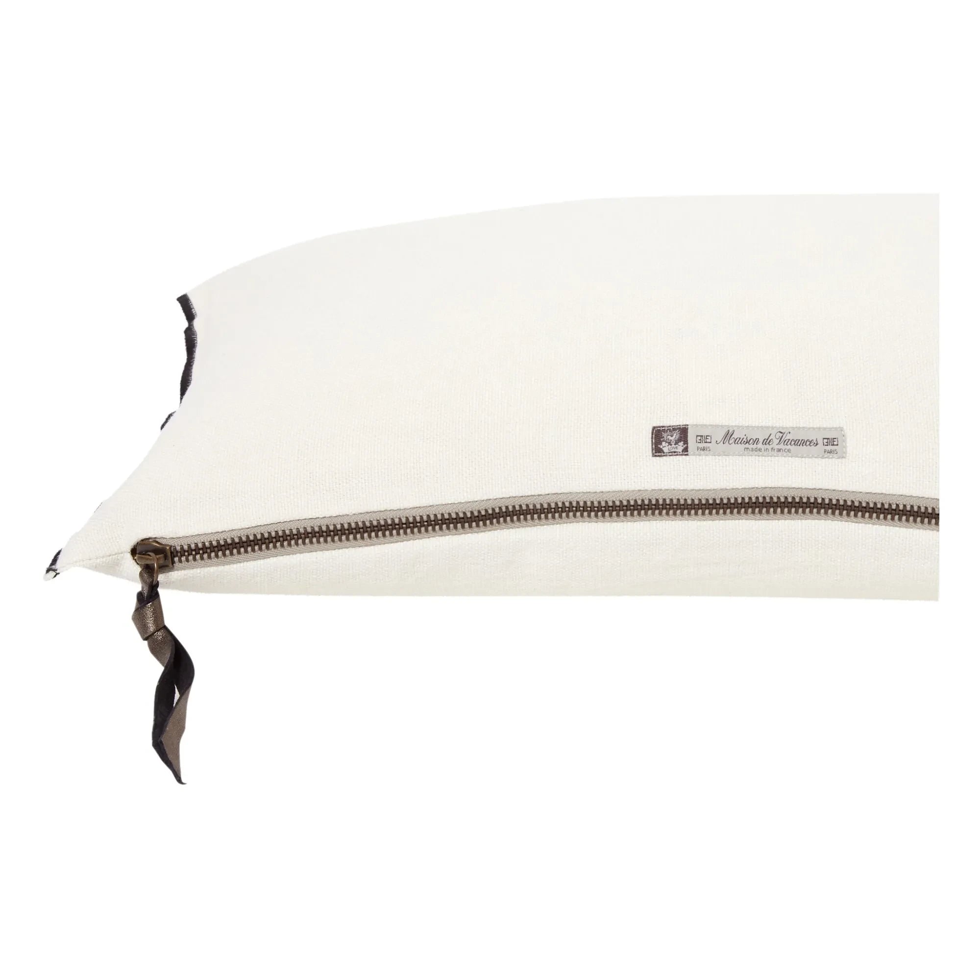 Maison de Vacances - Vice Versa Black Line Leinenkissen | Creme