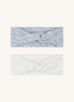Petit Lem - 2-teiliges Blumen-Haarband-Set aus Modal und Bio-Baumwolle | Blau