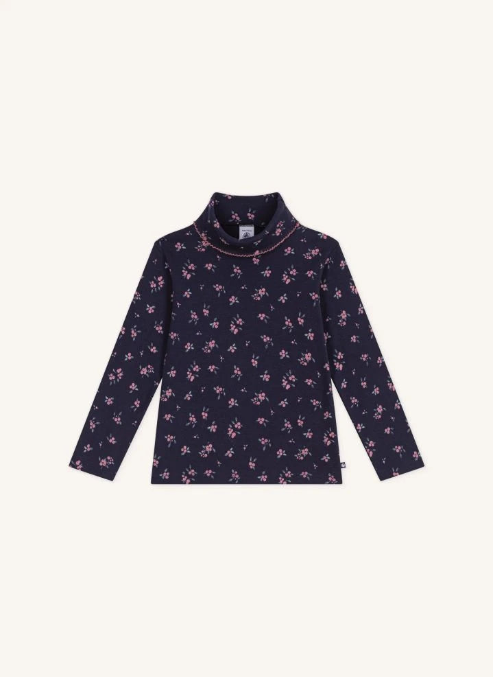 Petit Bateau - Organische Baumwolle mit Blumenmuster - Stehkragen | Nachtblau