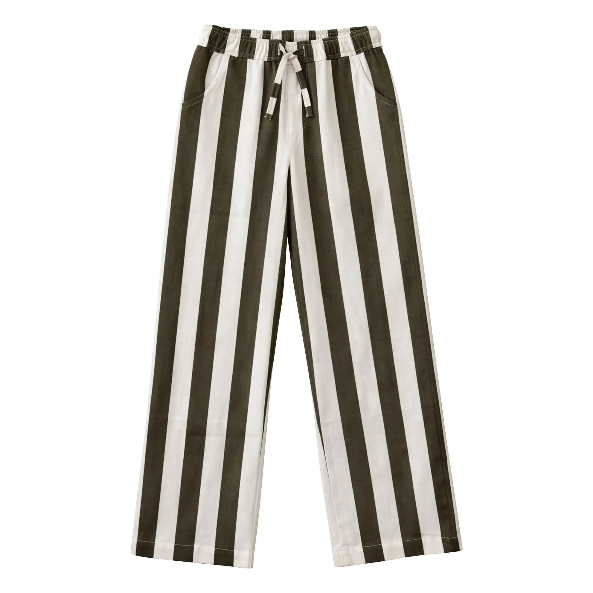 Lililotte - Paul Maxi Hose Twill Gestreift Bio-Baumwolle | Ecru
