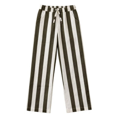 Lililotte - Paul Maxi Hose Twill Gestreift Bio-Baumwolle | Ecru