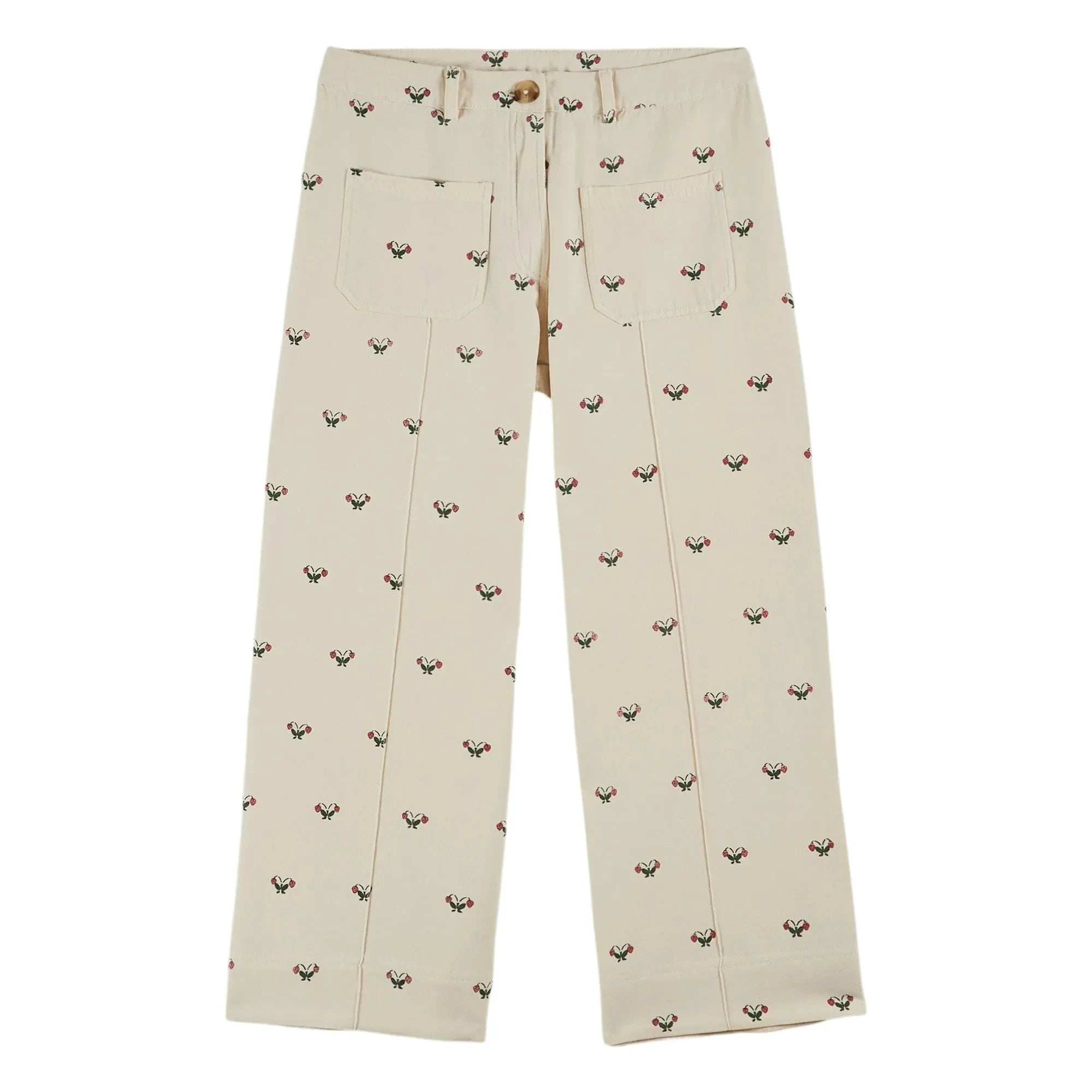 Emile et Ida - Baumwollhose mit Erdbeeren | Creme