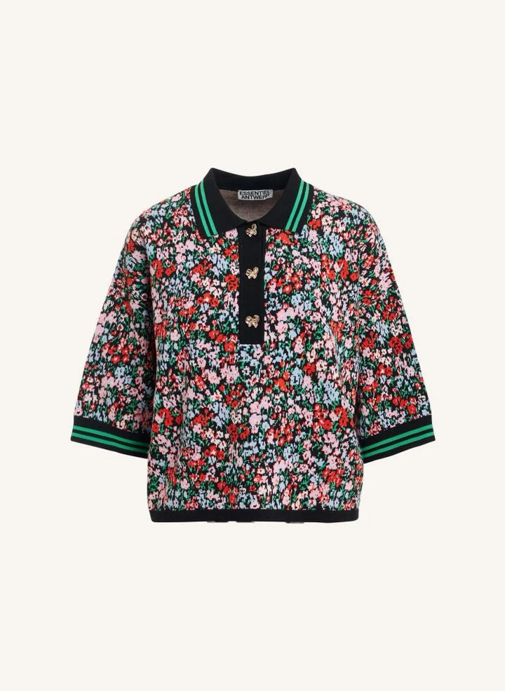 Essentiel Antwerp - Kartos Jacquard Polo-Shirt | Schwarz