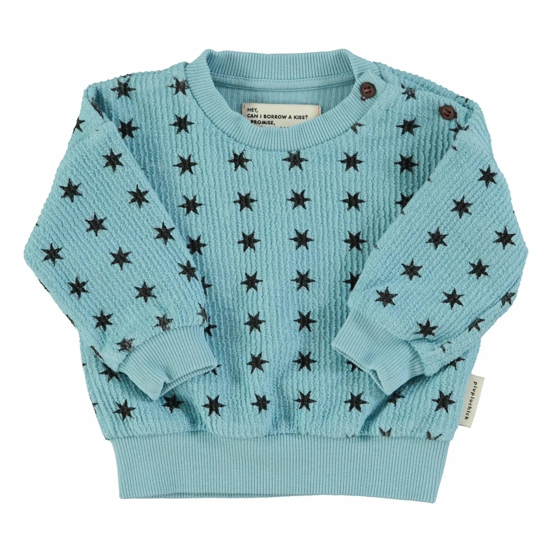Piupiuchick - Gestreifter Stern-Sweatshirt Bio-Baumwolle | Blau