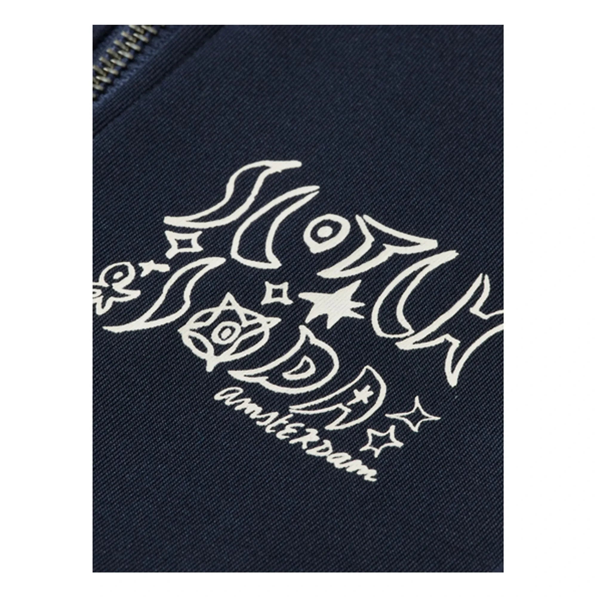 Scotch & Soda – Gestreiftes Sweatshirt mit Reißverschluss | Marineblau