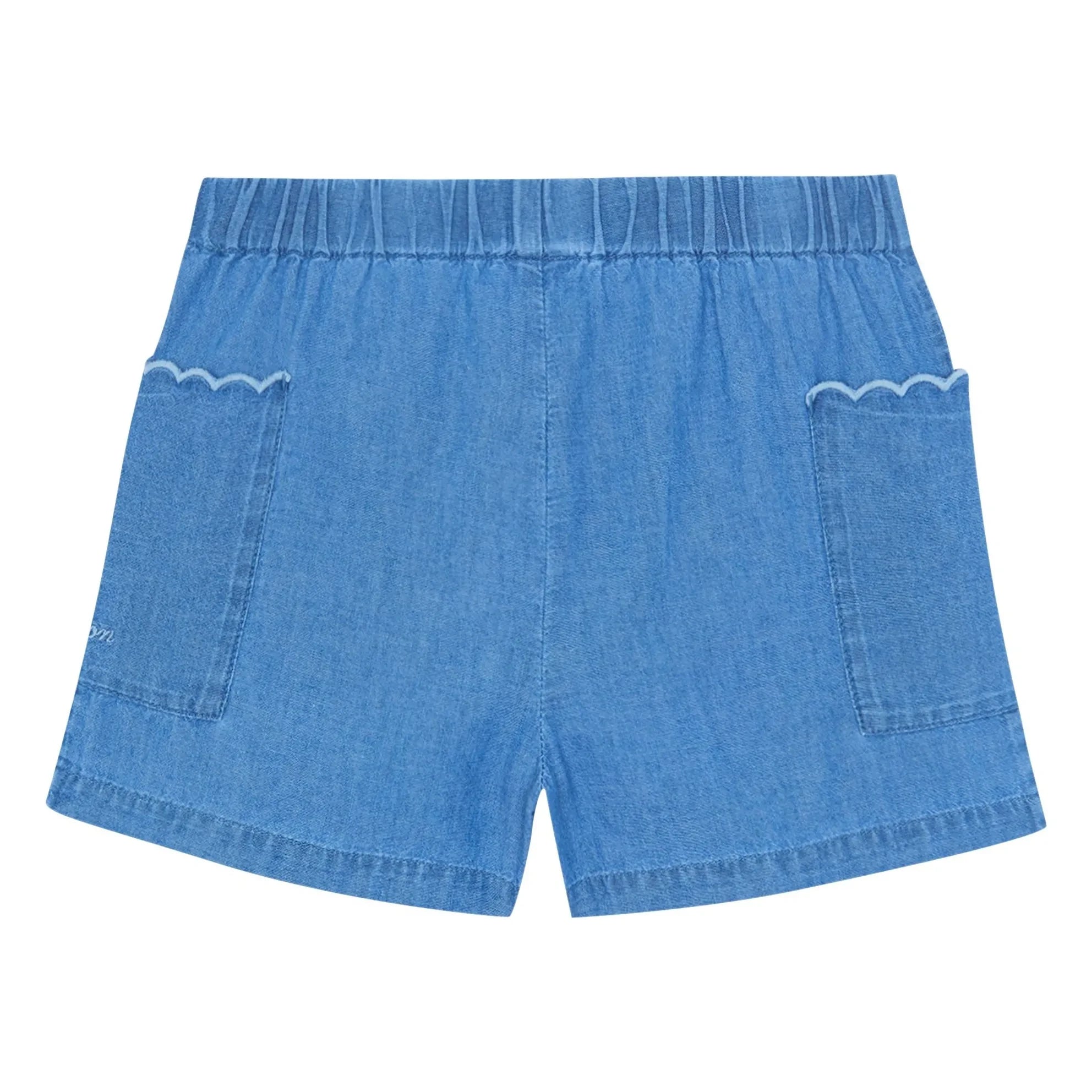Bonton - Clovis Chambray Shorts mit Ziernahttaschen | Denim Blau