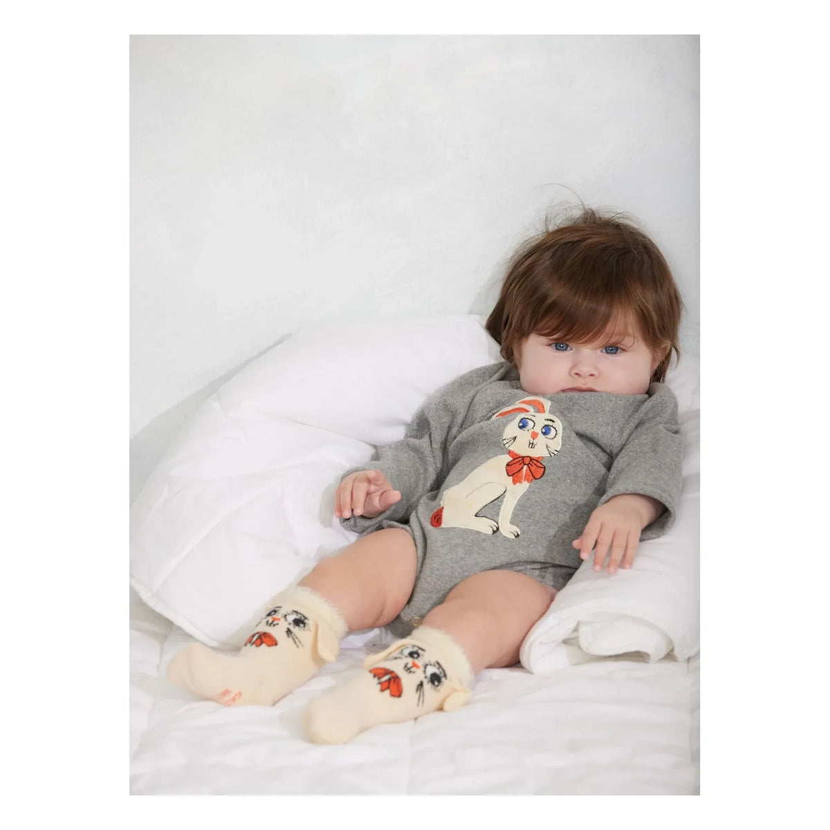 Mini Rodini - Body aus Bio-Baumwolle mit Hasen | Grau meliert