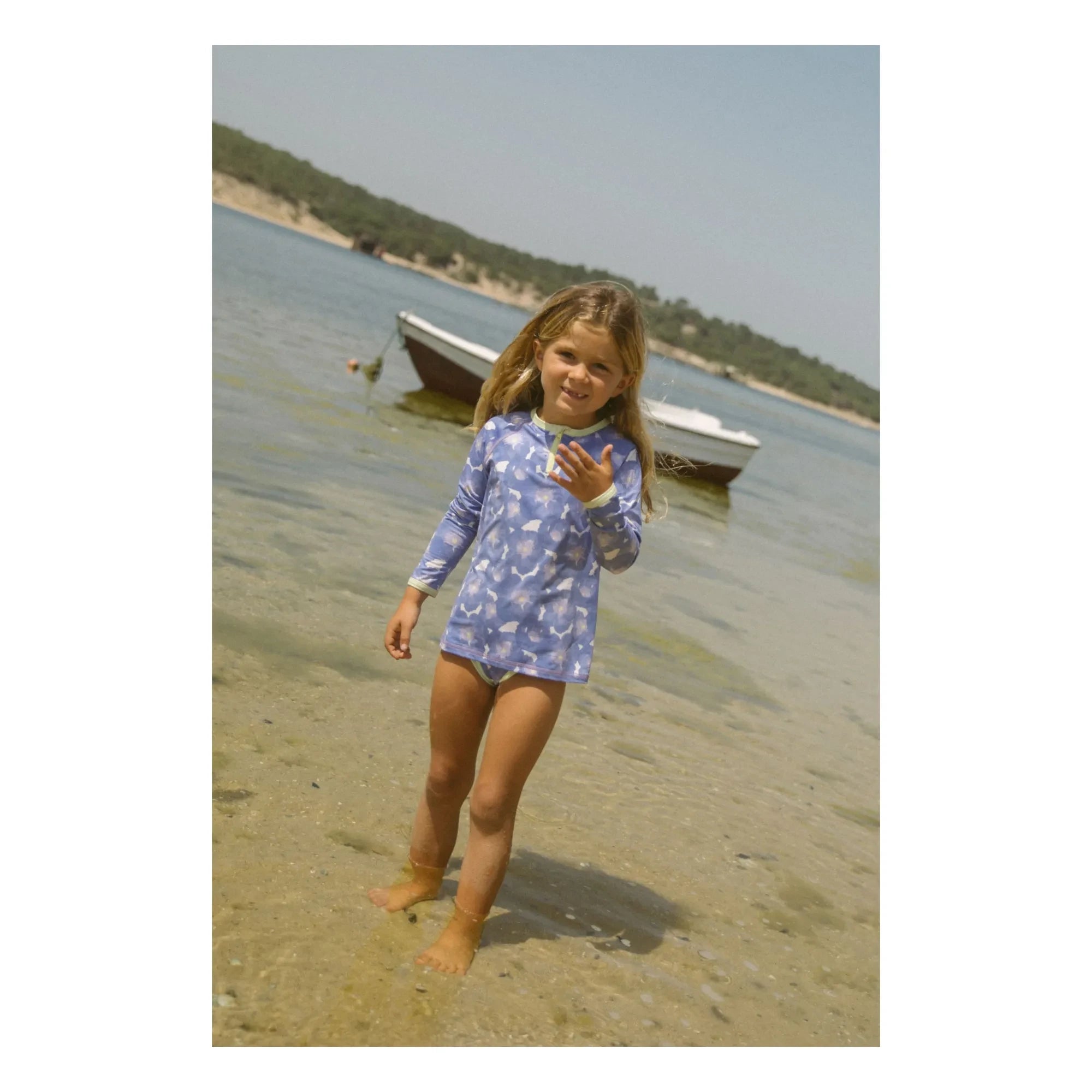 My First Cantê - T-Shirt mit Blumenmuster und UV-Schutz | Blau