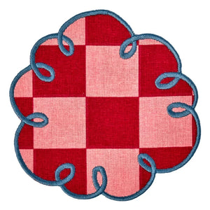 Bitossi - Untersetzer Dama Rosa mit Hahnentrittmuster - 2er Set | Rot