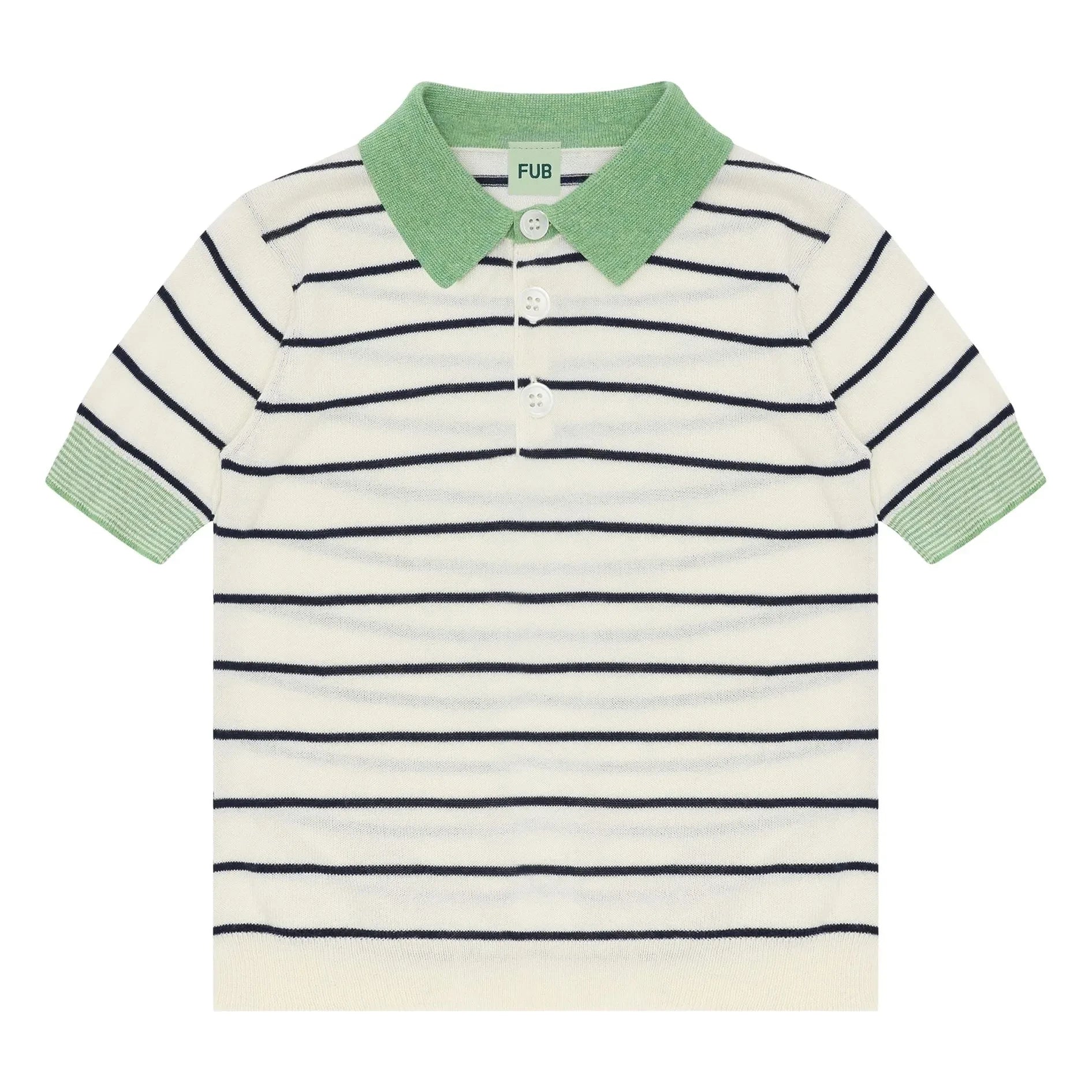 FUB - Gestreiftes Poloshirt Extra Fine Knit Bio-Baumwolle | Ecru