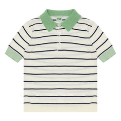 FUB - Gestreiftes Poloshirt Extra Fine Knit Bio-Baumwolle | Ecru