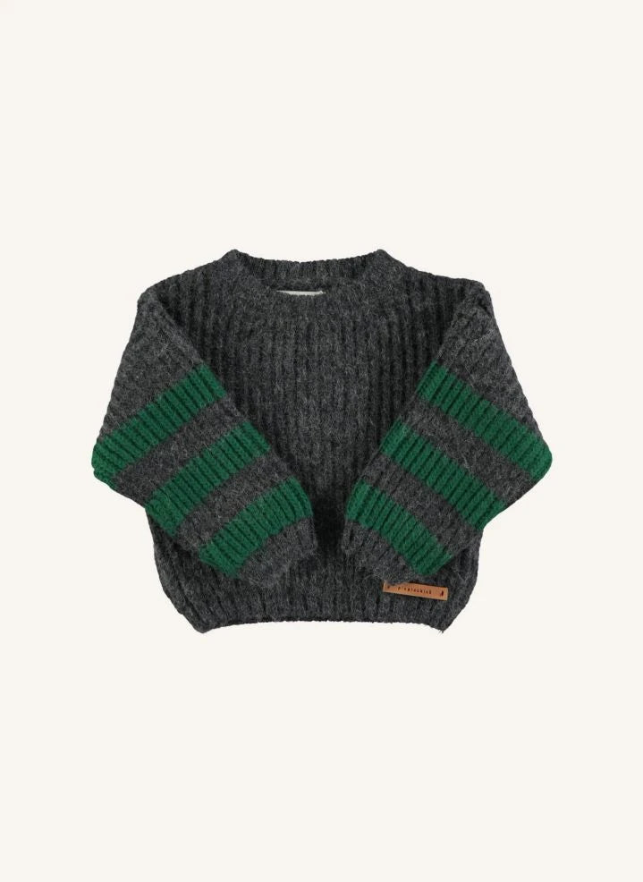 Piupiuchick - Gestreifter Wollpullover | Dunkelgrau