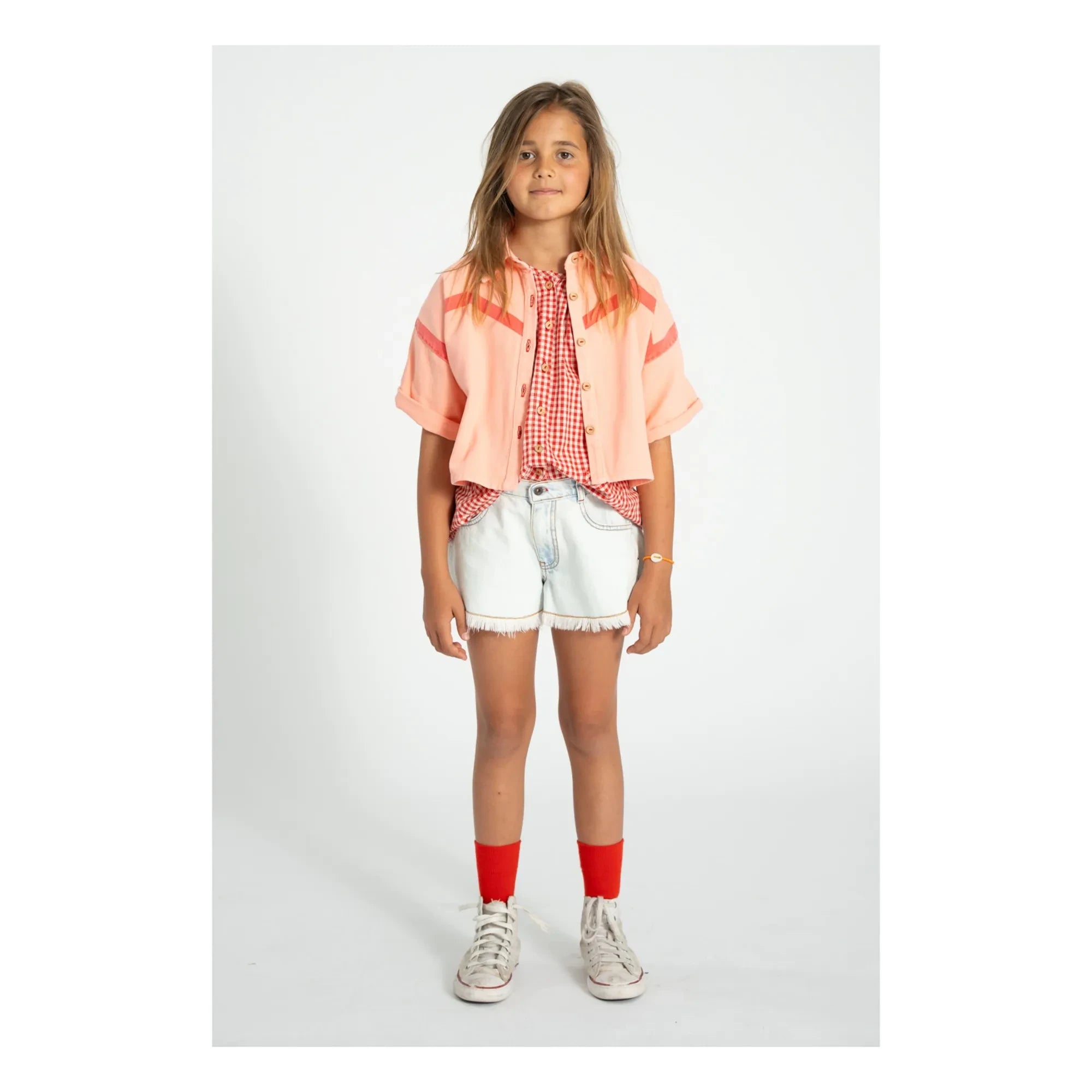 Piupiuchick - Geometrische Twill-Kurzarmjacke | Koralle