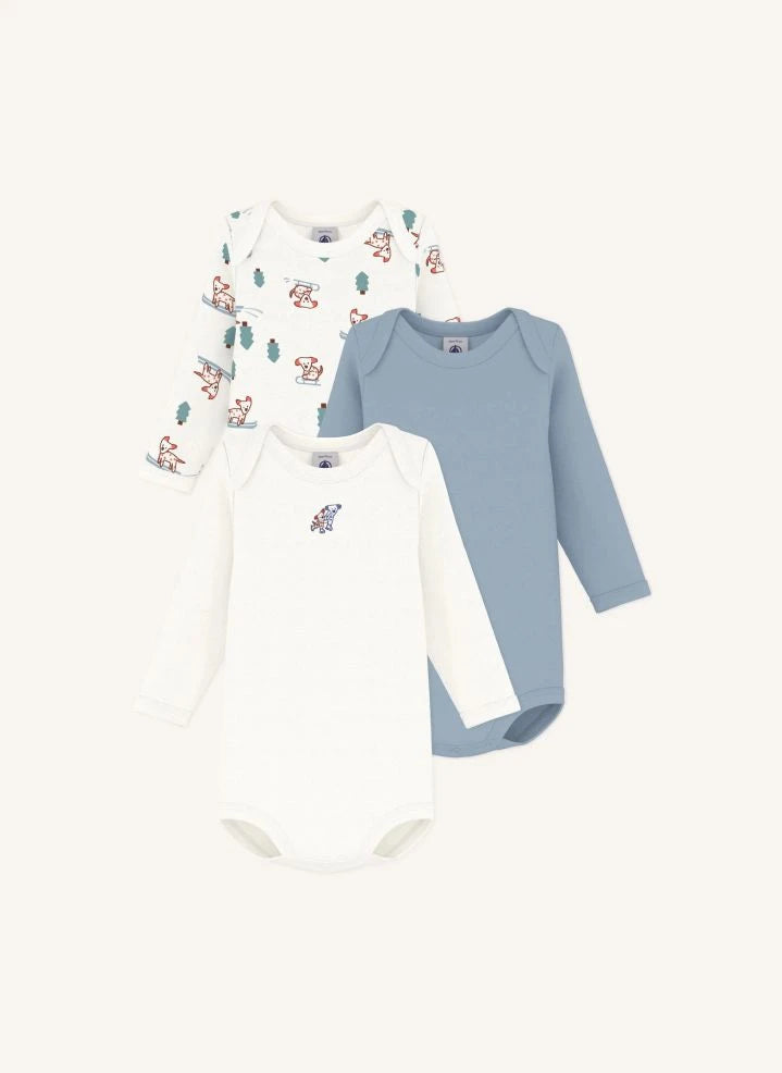 Petit Bateau - 3er-Set Bio-Baumwoll-Hund-T-Shirts | Weiß