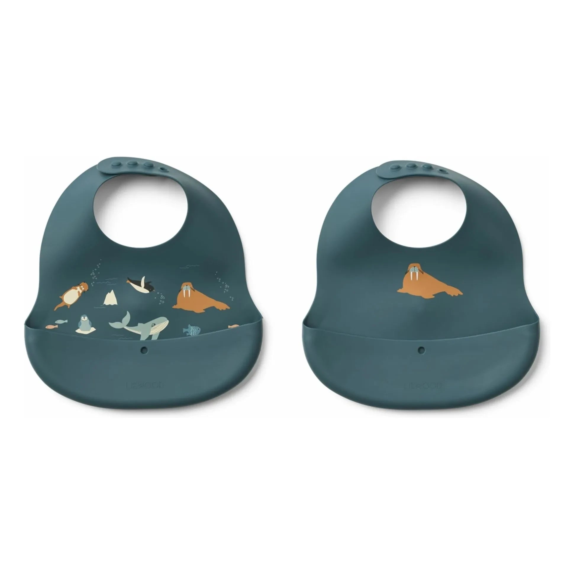 Liewood - Ember Silikon-Lätzchen - 2er-Pack | Arctic Sea/Ocean view