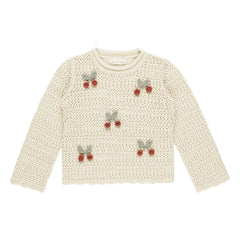 Rylee + Cru - Pullover mit Kirschen | Ecru