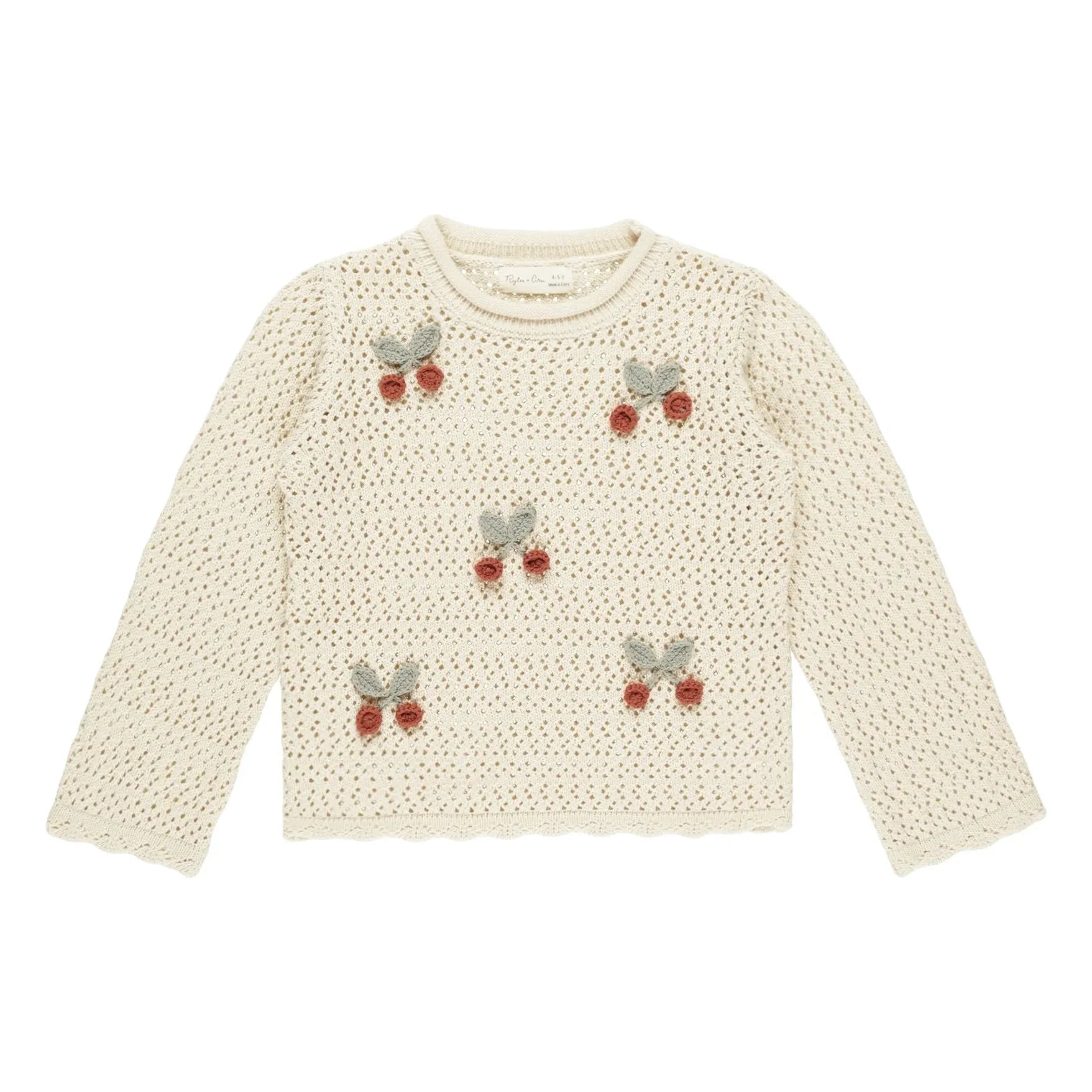 Rylee + Cru - Pullover mit Kirschen | Ecru