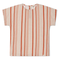 Matona - Easy Gestreiftes Leinen-T-Shirt | Gebrochenes Weiß