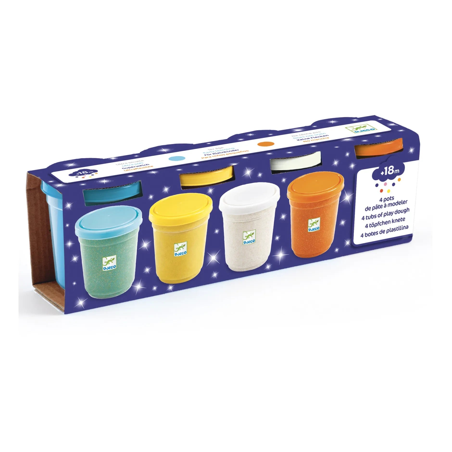 Djeco - Glitzer-Spielknete - 4er-Set