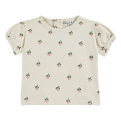 Emile et Ida - Kirsche Bio-Baumwolle Bouffant T-Shirt | Creme