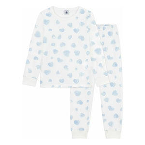 Petit Bateau - Schlafanzug aus Bio-Baumwolle mit farbigem Herz-Print | Weiß
