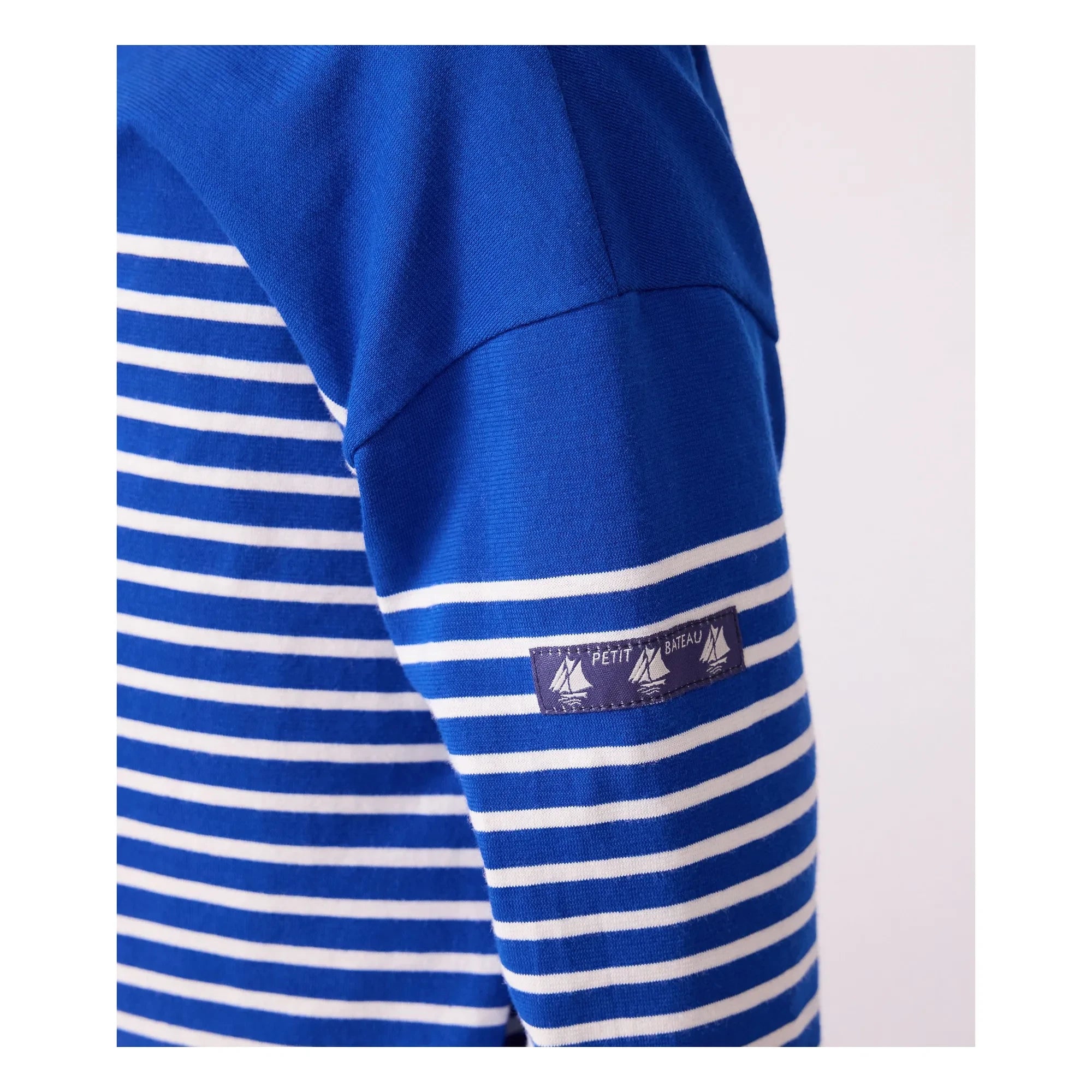 Petit Bateau - Logo Langarm Marinière T-Shirt Bio-Baumwolle | Blau
