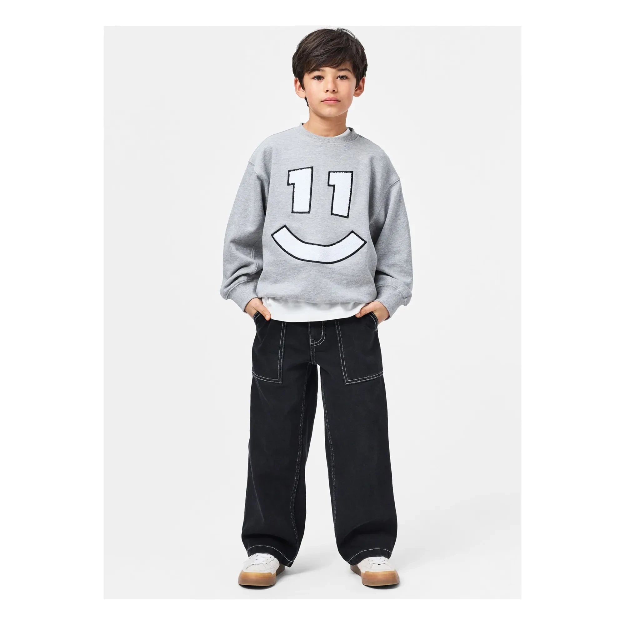 Molo - Magni Sweatshirt Nr. 11 Smile Bio-Baumwolle | Grau meliert