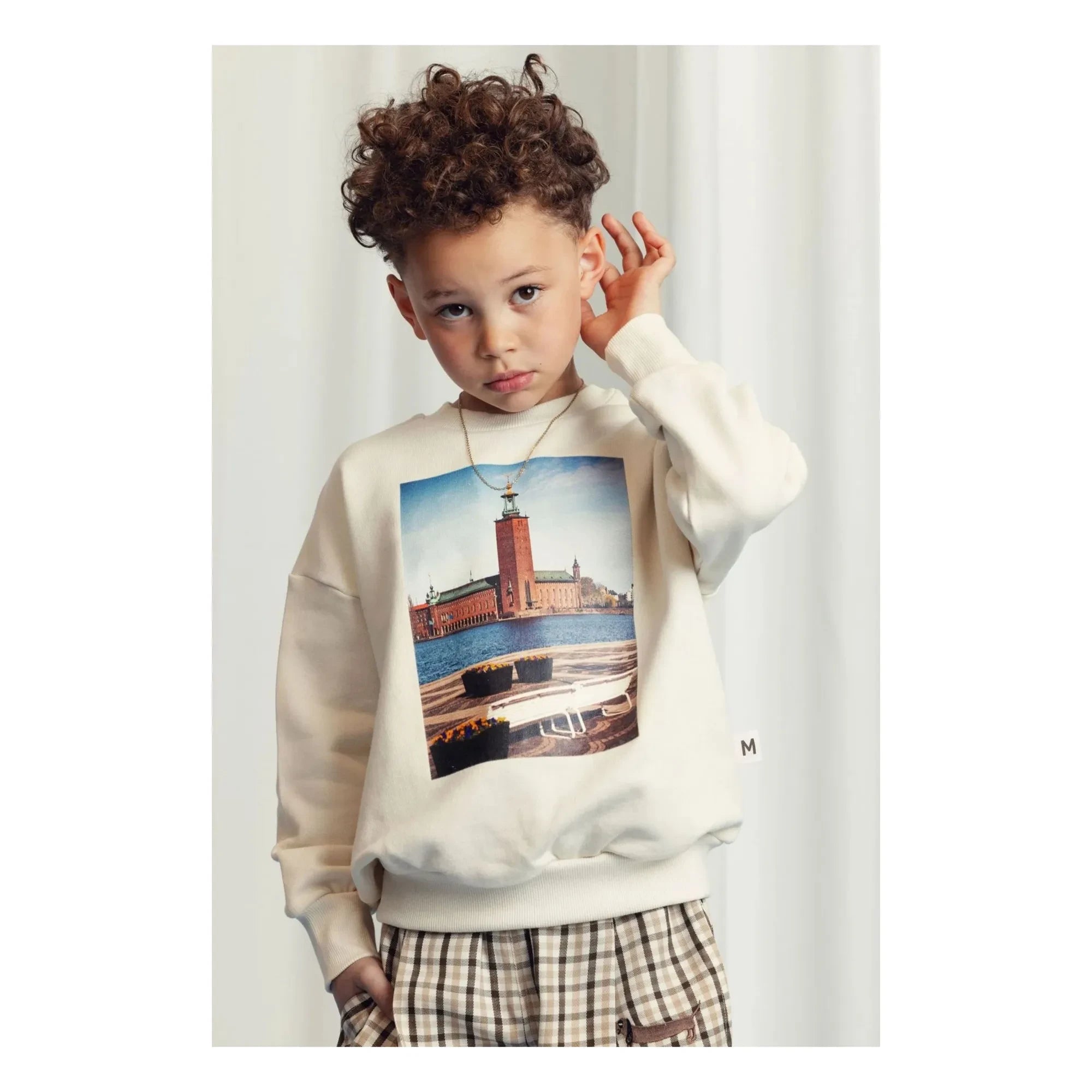 Mini Rodini - City Hall Bio-Baumwoll-Sweatshirt | Ecru