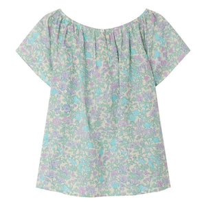 Bonpoint - Grenade Liberty Bio-Baumwollbluse mit Rüschen | Aqua