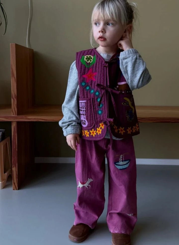 SISSEL EDELBO - Honey Coton Bio Ärmellose Weste - Kinderkollektion | Lila