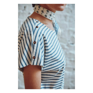 Emile et Ida - Gestreiftes Kleid Bénédicte aus Bio-Baumwolle | Blau
