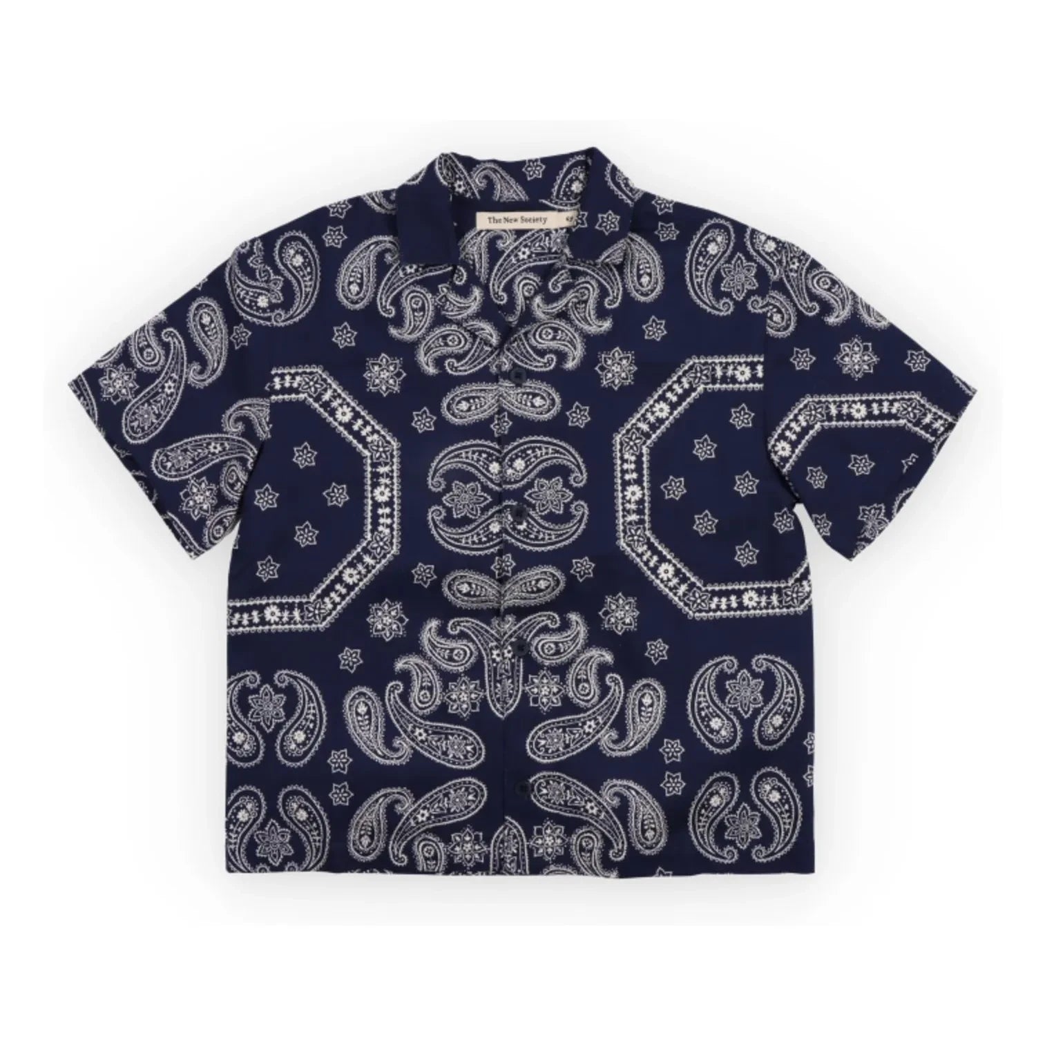 the new society - Aster Bandana Hemd | Dunkelblau