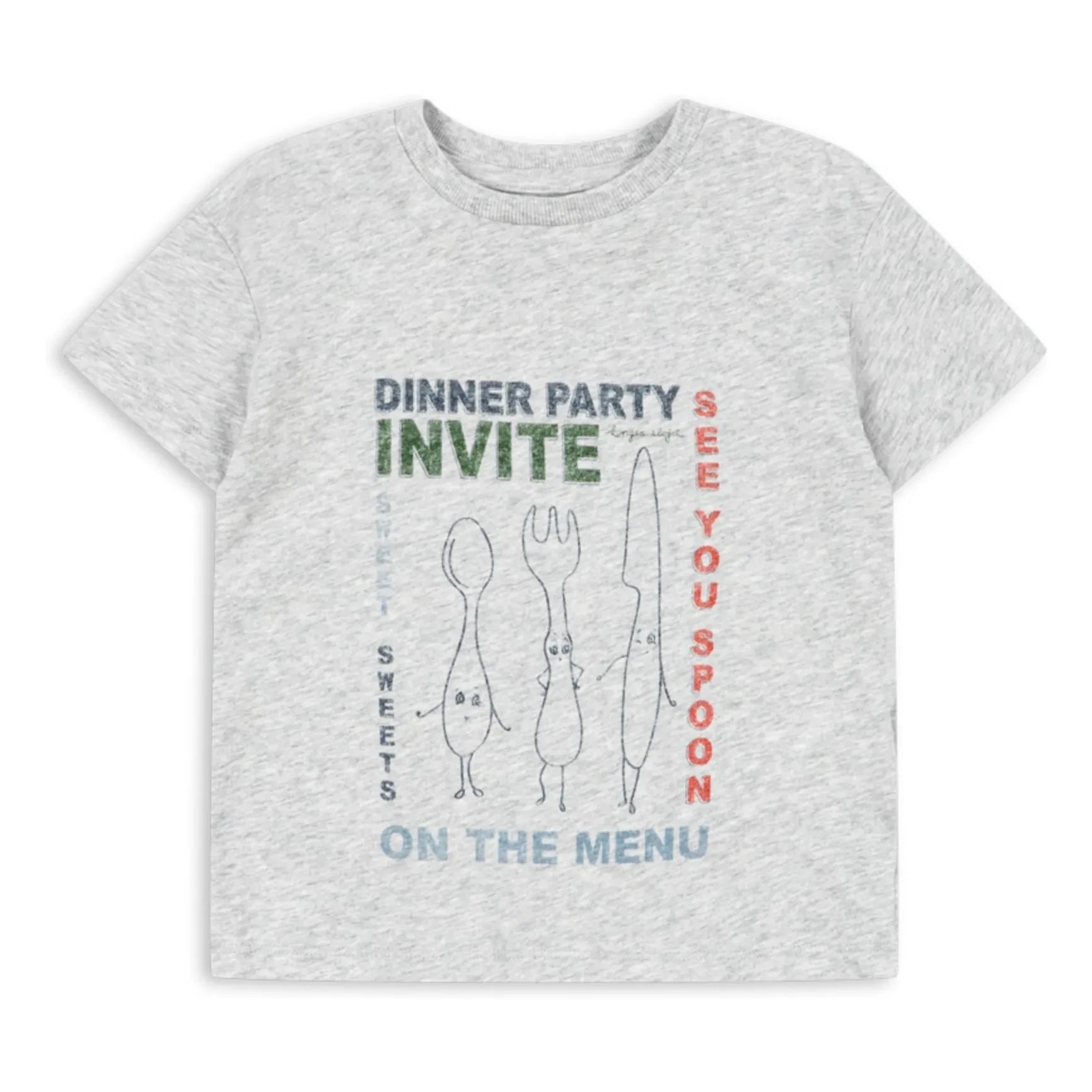 Konges Sløjd - Famo Dinner Party Bio-Baumwoll-T-Shirt | Grau meliert