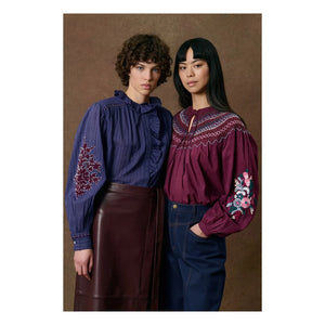 Louise Misha - Pal Organische Baumwollbluse | Bordeaux