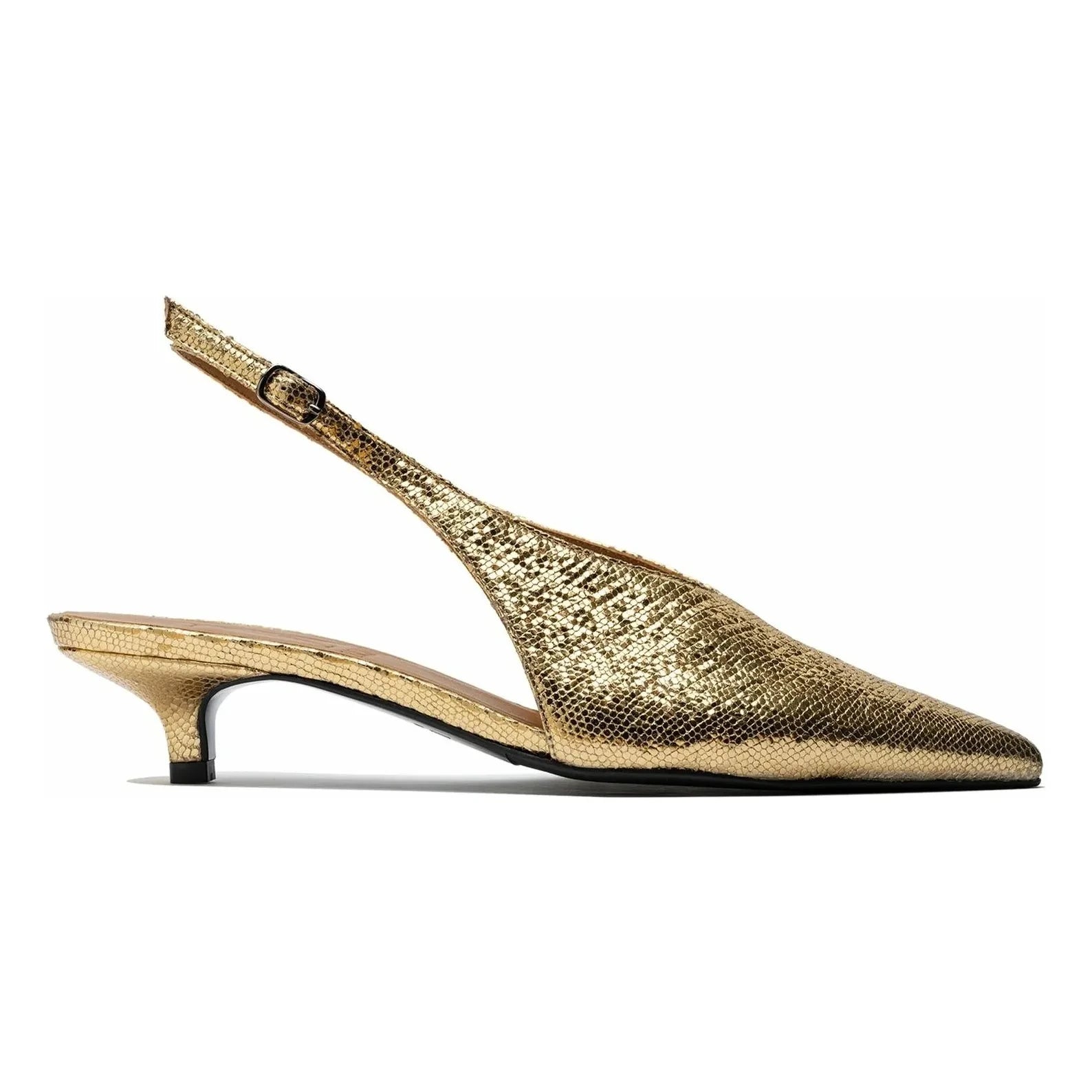 Lachoix - Hinten offene Schuhe mit Metallic-Absatz | Gold