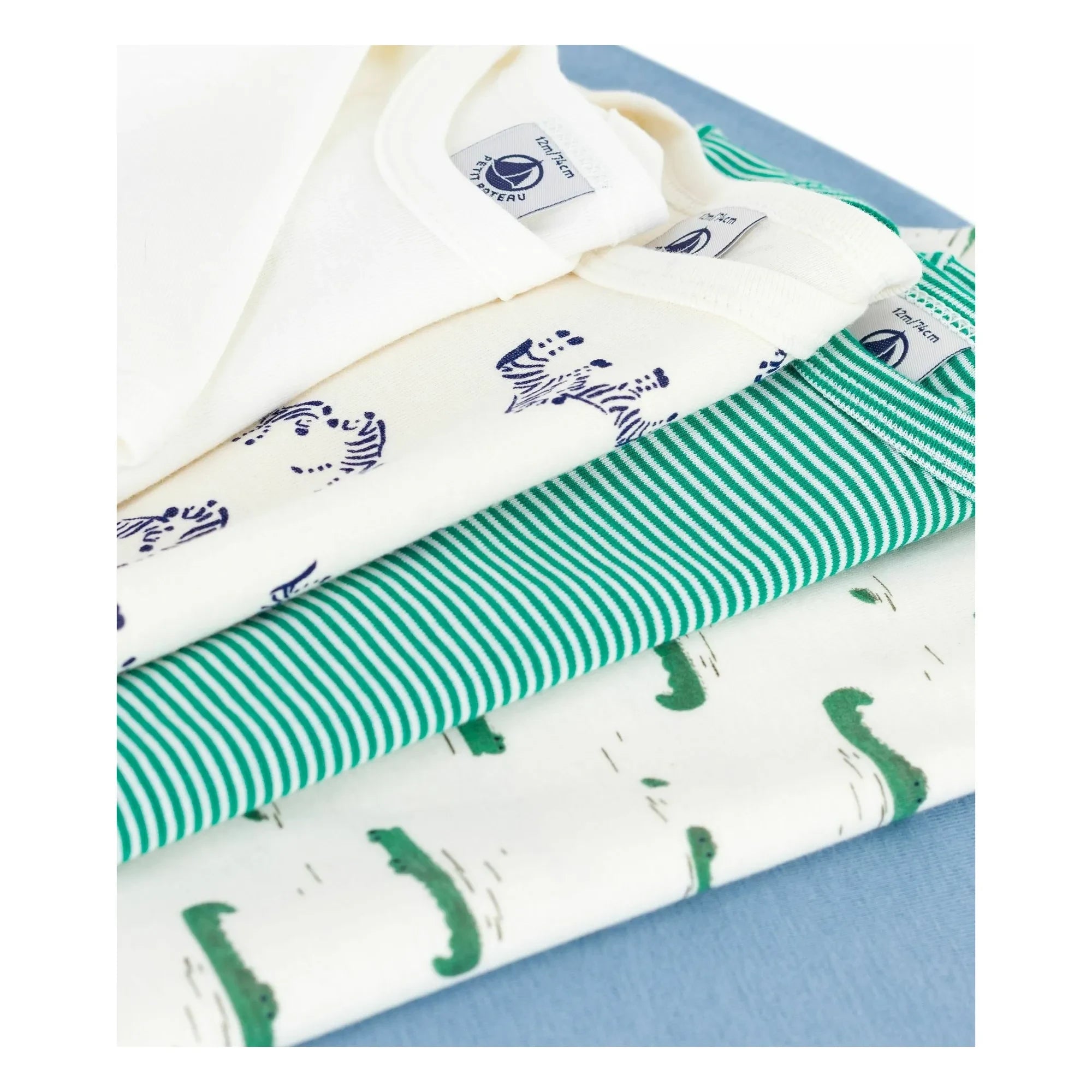 Petit Bateau - 5 Krokodil-Muster Bodys aus Bio-Baumwolle | Ecru