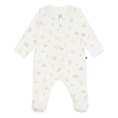 Petit Bateau - Schlafstrampler aus Bio-Baumwolle mit Blumenmuster | Weiß