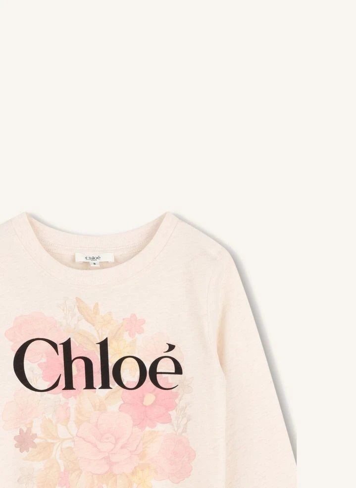 Chloé - T-Shirt Chiné Chloé Flowers Bio-Baumwolle | Ecru