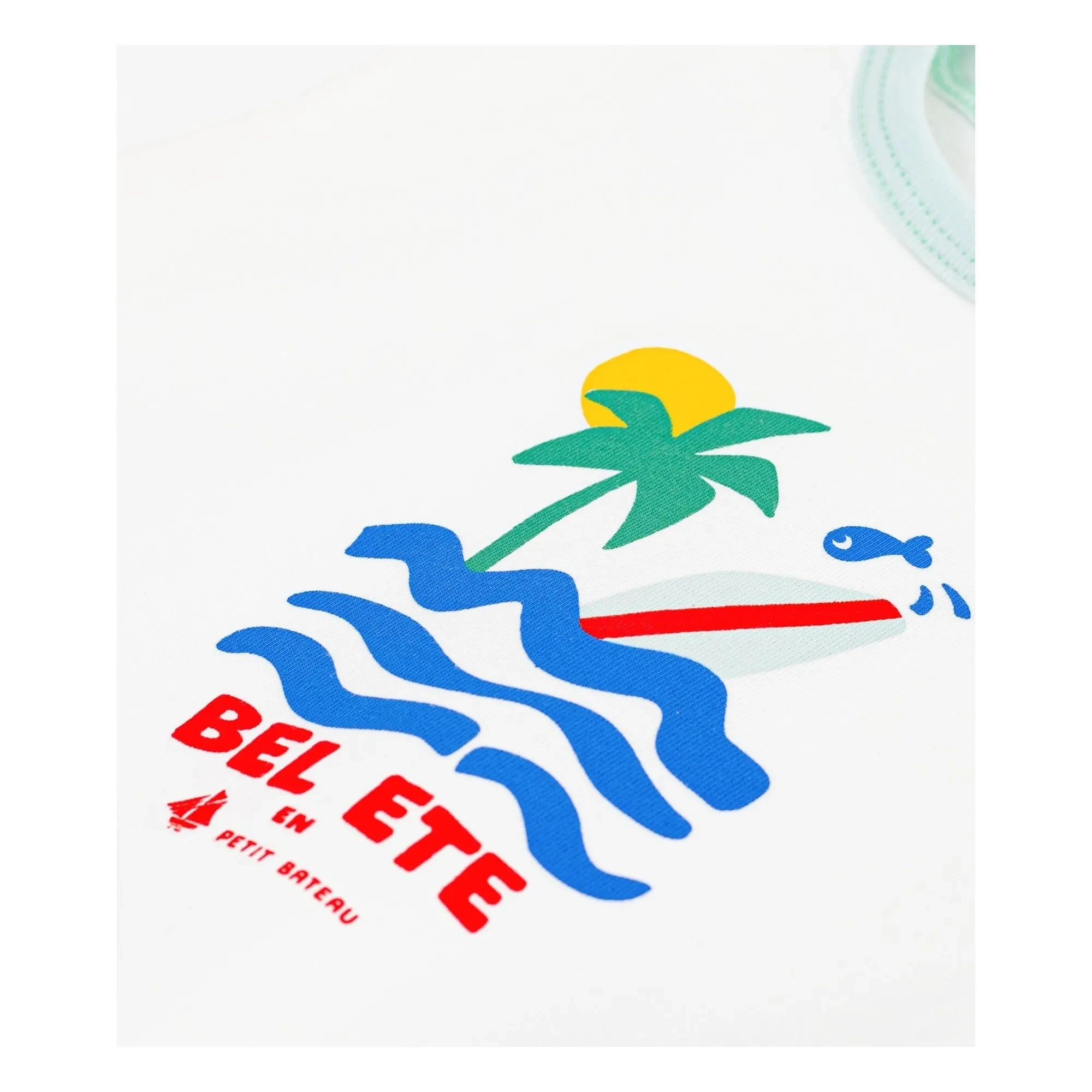 Petit Bateau - Kontrast-T-Shirt aus Bio-Baumwolle „Bel Été“ | Weiß