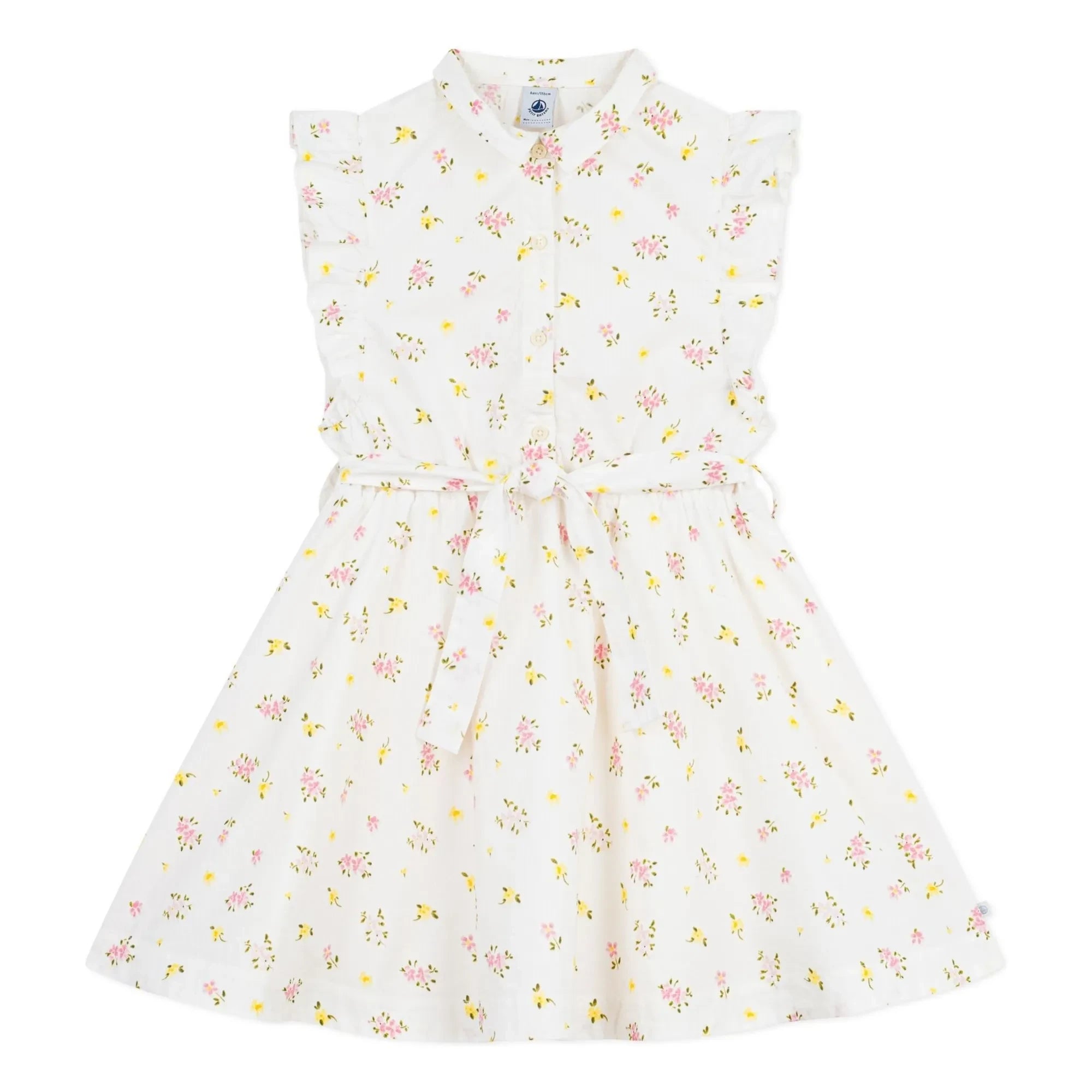 Petit Bateau – Ärmelloses Kleid aus Bio-Baumwolle mit Blumenmuster | Weiß