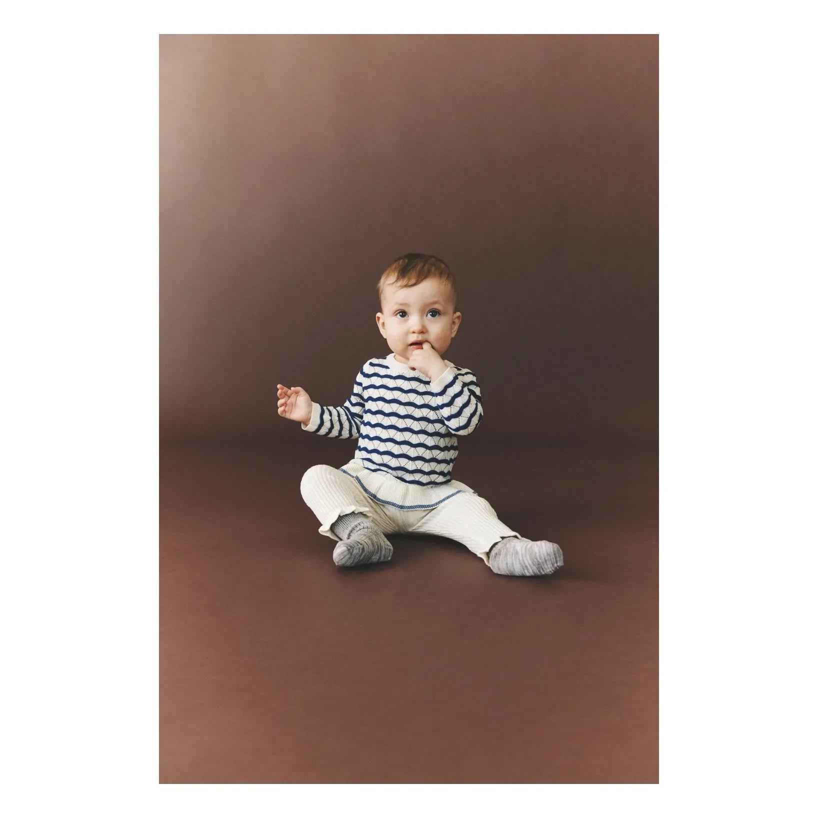 FUB - Pointelle-T-Shirt "Waves" aus Merinowolle für Babys | Ecru