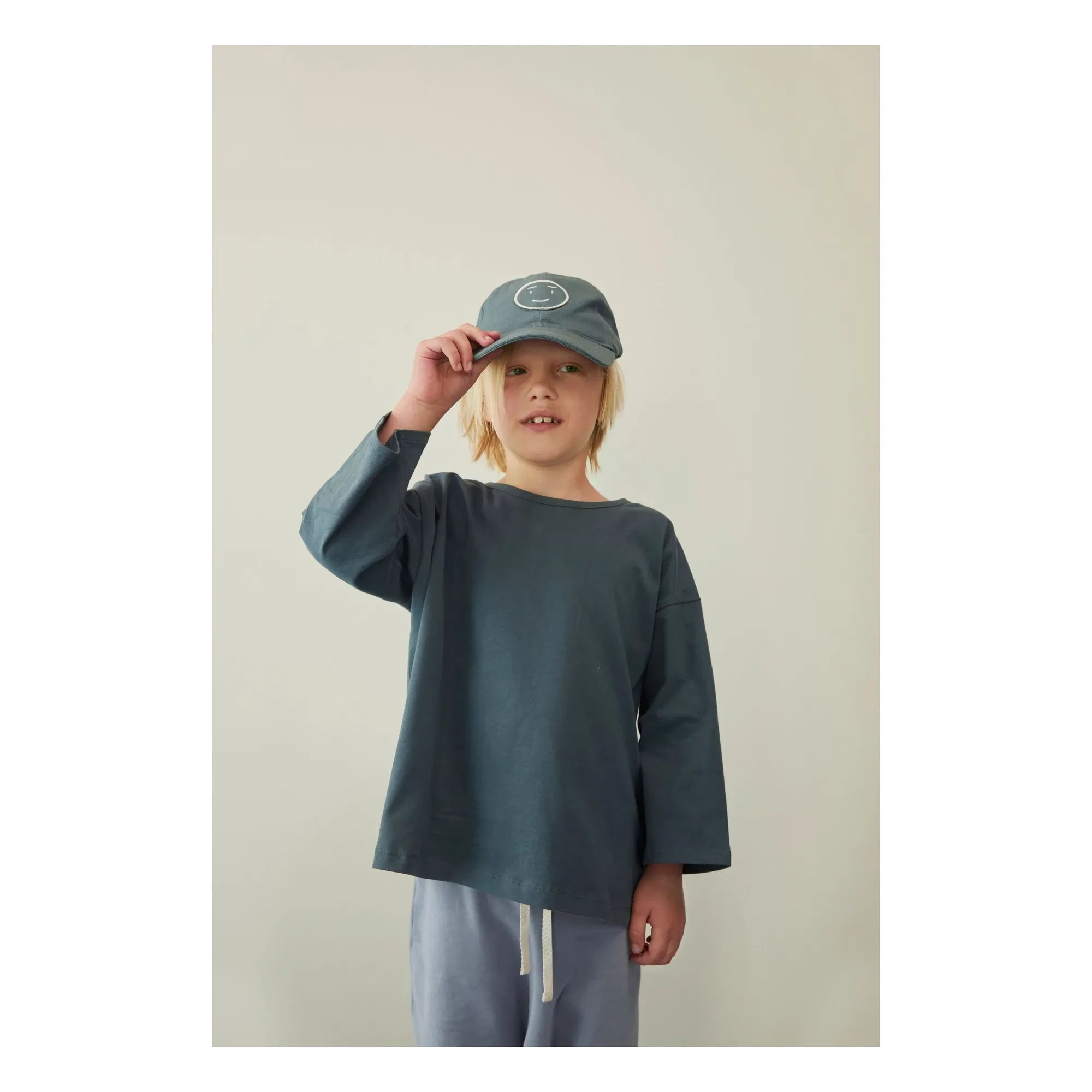 Gray Label – Bio-Baumwoll-T-Shirt mit 3/4-Arm | Graublau