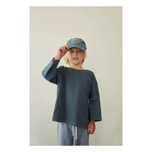 Gray Label – Bio-Baumwoll-T-Shirt mit 3/4-Arm | Graublau