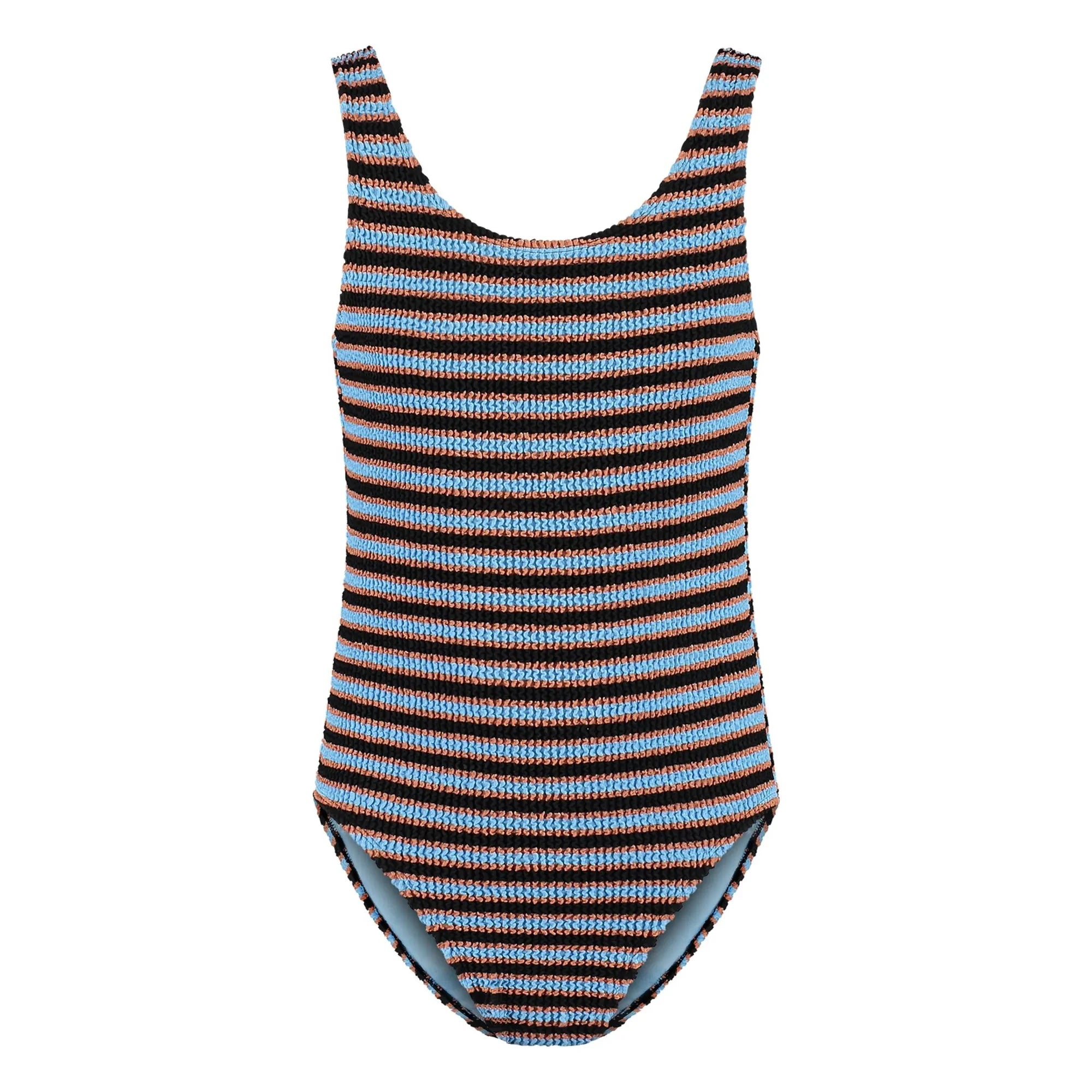 Beachlife - Gestreifter Ripp-Badeanzug | Hellblau