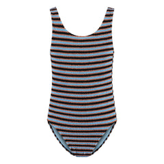Beachlife - Gestreifter Ripp-Badeanzug | Hellblau