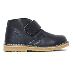 Petit Nord - Schuhe mit Klettverschluss und Fellbesatz in Sandfarbe | Marineblau