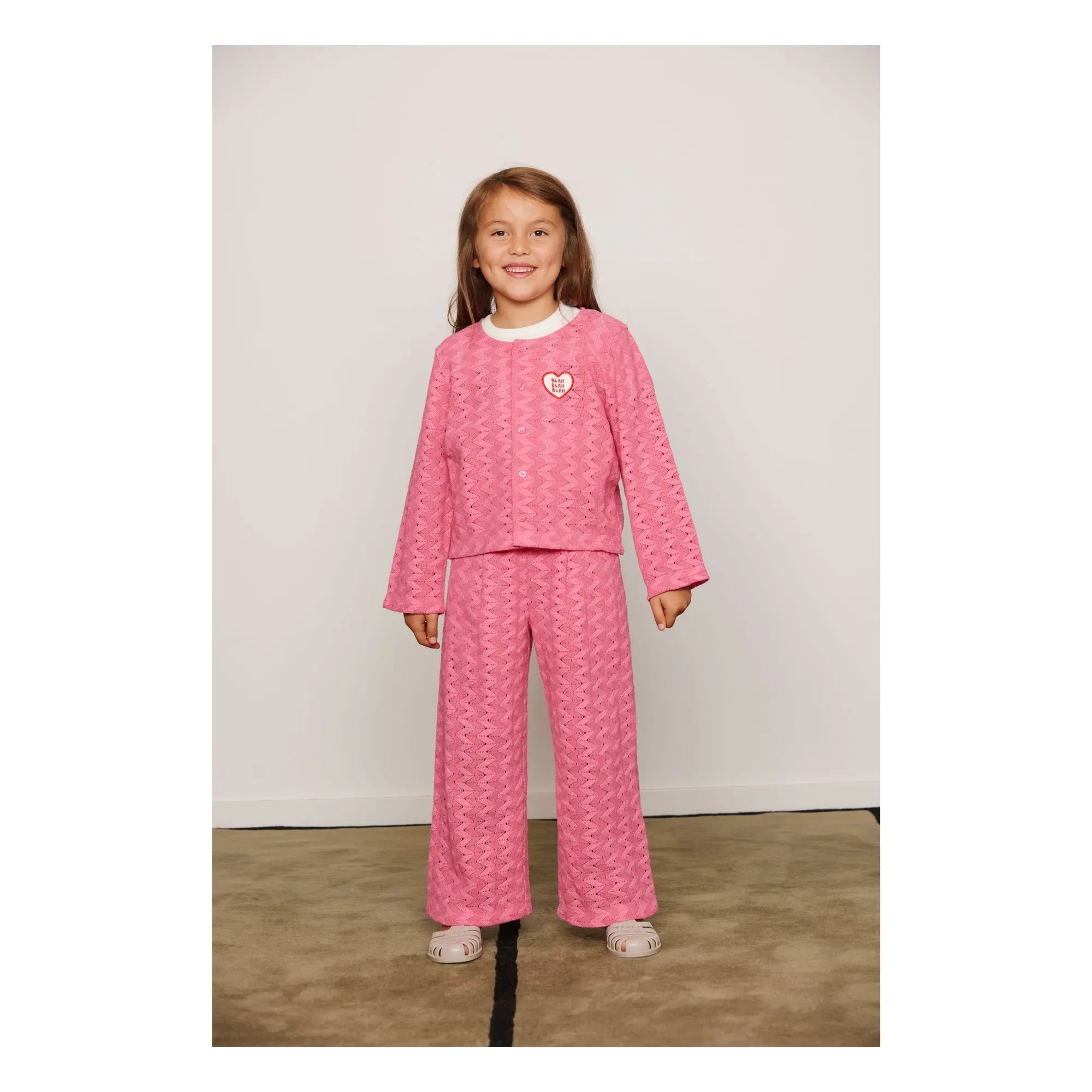 Mini Rodini - Bio-Baumwoll-Spitzenstrickjacke | Rosa